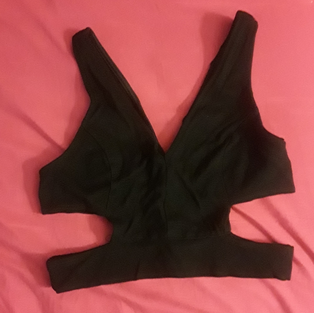 Charlotte Russe Black sexy cutout crop top